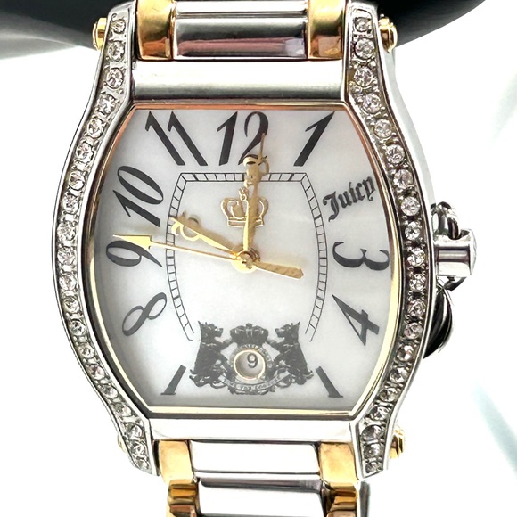 Women's Juicy Couture Gold and Silver Watch Swarovski Crystals 7" PRISTINE - Picture 10 of 13